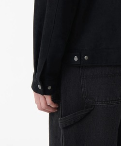 <b>Men's</b> Black <b>Suede</b> Racer <b>Jacket</b> Turn-down Collar Zipper Closure Casual Autumn Wear Regular Fit Solid Color - Product Image 4