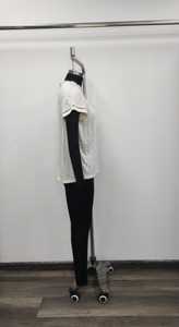 Women's <b>White</b> Knitted <b>Cap</b> <b>Sleeve</b> <b>T</b>-<b>Shirt</b> With Geometric Embroidery O-Neck Casual Top Spring Summer Breathable Regular Fit - Product Image 3