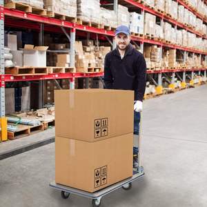 Carretilla de Plataforma Plegable de 4 Ruedas de Alta Resistencia, Capacidad de 330 Libras, Carro de Plataforma Plana con Función de Empuje para Mover Carritos y Carretillas - Product Image 2