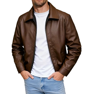 Chaqueta de Cuero Genuino para Hombre, Más Vendida, Precio al por Mayor Personalizado, Chaqueta de Motociclista con Cuello Alto - Product Image 3