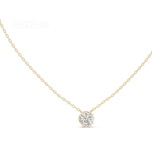 สร้อยคอเพชรทรงกลมแบบยั่งยืน CVD ทรงกลมเจียระไนแบบ Timeless ตัวเรือนทองคำขาว 18k ประดับเพชรเม็ดเดี่ยวทรงกลมเจียระไนแบบ Brilliant - Product Image 4