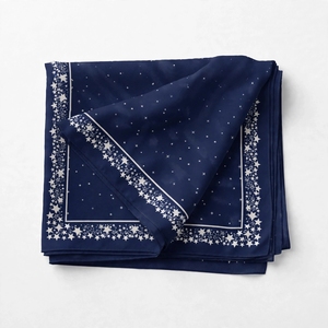 Pañuelo de Seda Cuadrado con Estampado de Hojas Azul Marino Elegante para Mujer, Accesorio de Moda para Regalo de Verano al Aire Libre - Product Image 4
