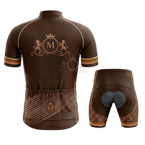 Conjunto de Jersey de Ciclismo para Hombre, Color Marrón con Logotipo Dorado, Transpirable, de Poliéster, para Bicicleta de Carretera, Diseño Personalizado para Adultos - Product Image 2