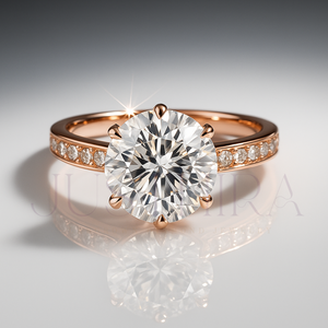 Elegant Design 14k Rose Gold Plating Engagement <b>Ring</b> Classic <b>Proposal</b> <b>Ring</b> With Round Cut Moissanite Diamond Wedding Jewelry - Product Image 1