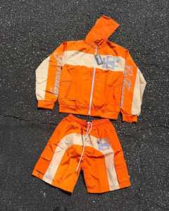 Ensemble de survêtement pour homme, coupe-vent, short et veste, respirant, léger, à capuche, fermeture à cordon, deux pièces, 100% nylon - Product Image 6