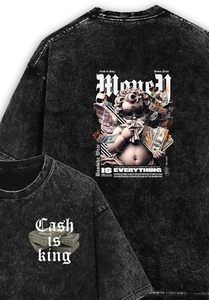 เสื้อยืดโอเวอร์ไซส์สไตล์วินเทจ ล้างสีแบบแอซิดวอช ผ้าเนื้อหนา พิมพ์ลาย สไตล์ฮิปฮอป - Product Image 2