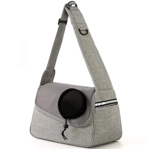 Gray Mesh Pet Sling Carrier Breathable Zipper Closure For <b>Cats</b> 5kg Capacity - Product Image 1