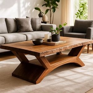 Mesa de centro de madera artesanal de lujo, hecha de madera maciza para entornos elegantes en la sala de estar. - Product Image 3