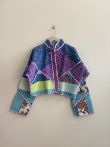 Indian Handmade <b>Kantha</b> Quilted Cotton <b>Jacket</b> For Women Patchwork Boho <b>Jacket</b> - Product Image 3
