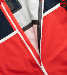 Chaqueta cortavientos para hombre con bloques de color, ligera, con cremallera, ropa exterior, logotipo personalizado OEM, chaqueta impermeable. - Product Image 3