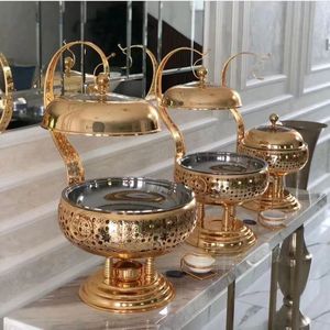 Antique Finish Brass Catering Chafer with Raised Stand Base and Lid Top, Premium Buffet Heating Dish for Wedding & Banquet Setup - Product Image 3