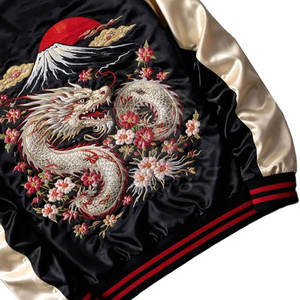 Chaqueta Sukajan Bordada en Tela de Larga Duración con Colores Personalizados, Ajuste Cómodo para Salidas Informales - Product Image 3