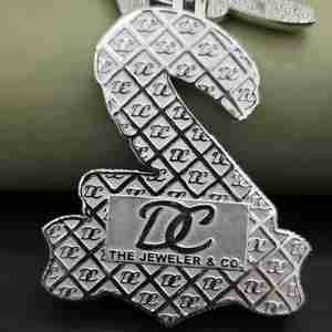 Colgante con el número 2 y la letra BEY personalizada, de acero inoxidable, plata de ley cultivada en laboratorio, chapado en platino, 45 CT, unisex, DOPE - Product Image 6