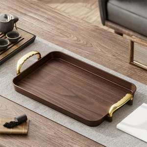 Bandeja Rectangular de Madera con Asas Metálicas, Diseño Multifuncional, para Uso en Hoteles y Restaurantes, Bandejas Decorativas a Precio Económico - Product Image 3
