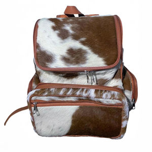 Mochila de Viaje y Escolar de Cuero Genuino con Cierre y Patrón de Letras Vintage para Hombre y Mujer HNBP-0062 - Product Image 1