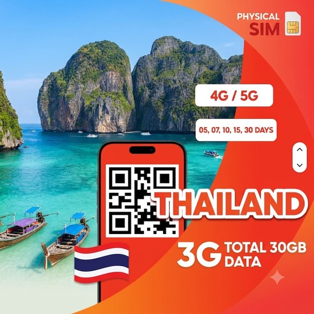 NionAir Thailand SIM Card 30GB Data 30 Days 4G/5G High-Speed Travel Internet Easy Activation Reliable Nationwide Coverage