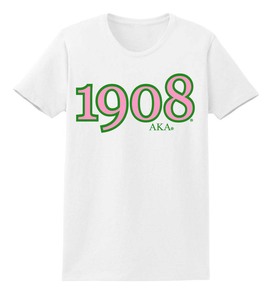 Camiseta con logotipo AKA 1908, camiseta blanca de manga corta, corte regular, jersey de algodón, cuello redondo, camisa informal para hombre - Product Image 1