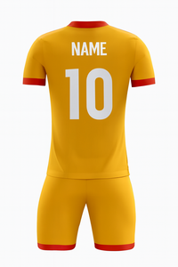 ชุดเสื้อฟุตบอลสีเหลืองแบบกำหนดเอง ชุดยูนิฟอร์มโพลีเอสเตอร์แขนสั้นสำหรับผู้ชาย ระบายความชื้นได้ดี ใช้ได้ทุกฤดูกาล ขนาดผู้ใหญ่ - Product Image 3