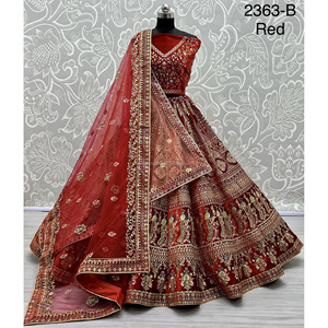 Collections de velours de vêtements de mariée indiens pour la mariée avec le travail de Zarkhan par Fabzone - Product Image 4