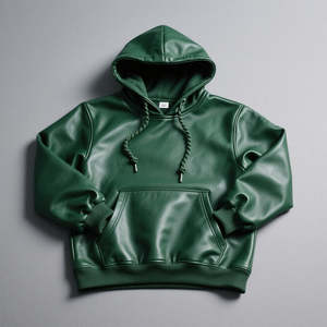 Sudaderas con Capucha de Cuero para Hombre, Prendas Exteriores Casuales de Primera Calidad Diseñadas para Uso Diario con Acabado de Cuero Suave, Ajuste Cómodo y Estilo Moderno - Product Image 4