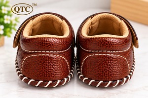 QTC Brown Soft Faux Leather Baby Shoes Pre Walker Sneakers with <b>Velcro</b> <b>Straps</b> Cushioned Outsole All Seasons - Product Image 3