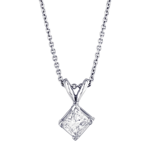 Pendentif en diamant taille princesse 0,56 CT plaqué rhodium or 14 carats - Product Image 4