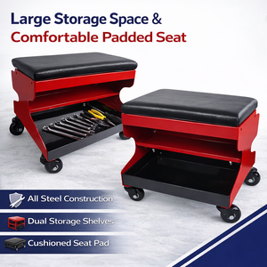 Siège roulant de mécanicien robuste, tabouret de réparation d'atelier de garage avec double rangement d'outils et roulettes pivotantes GAPGAR031 - Product Image 3