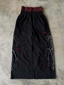 Pantalon de survêtement blanc personnalisé, taille haute, coupe large, effet vieilli, pour homme, imprimé graphique, streetwear, coupe ample, joggers décontractés et confortables, OEM ODM - Product Image 3