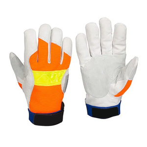Guantes de Trabajo de Seguridad para Mecánicos, de Piel de Cabra Resistente, con Banda Reflectante y Palma Acolchada, Cierre de Muñeca Ajustable - Product Image 1