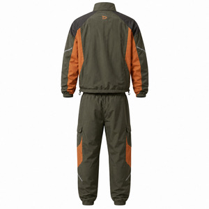 Custom Tech Fleece Men's Winter Jogger Set 350 GSM Heavyweight <b>Patchwork</b> Zip Track <b>Jacket</b> & Tapered Pants OEM Color Block Two - Product Image 2