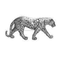 Artisanat Argent Guépard Sculpture Décorative En Aluminium Sauvage Neige Léopard Figurine Petite Statue Décoration De La Maison Objet