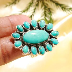Oval Shape <b>Turquoise</b> 925 Sterling Silver Classic Wedding & Party Unisex <b>Ring</b> Wholesale Jewelry on Factory Price Handmade - Product Image 1