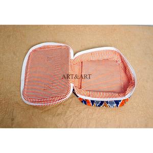 Hand Block Printed cotton Quilted vanity set With Zip Closure Floral Printed Cotton Fabric Bag for Women Cosmetic Bag Set - Product Image 5