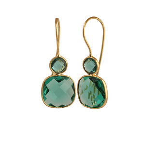 Pendientes colgantes de apatita verde chapados en oro con engaste de bisel, joyería clásica de moda para mujer - Product Image 3