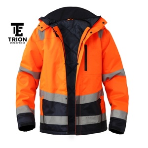 Chaquetas de alta visibilidad para seguridad en el tráfico y construcción, color naranja, reflectantes, impermeables, de tela suave. - Product Image 4