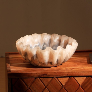 Bol de service en résine personnalisé au meilleur prix, fabriqué en Inde pour les événements de mariage, produit de table avec taille et forme personnalisées, bol à salade biodégradable - Product Image 2