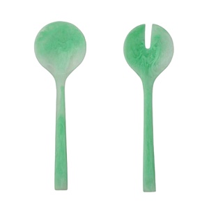 Juego de Cubiertos para Ensalada de Resina con Diseño de Menta, Ecológico, Apto para Lavavajillas, Juego de Cucharas para Servir Ensalada, Hecho en India - Product Image 1