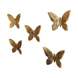 Luxury Gold Metal Butterfly <b>Wall</b> <b>Decor</b> Set - 3D Brass Finish <b>Wall</b> Hanging Ornaments for Home Living Room Hotel Interior - Product Image 1