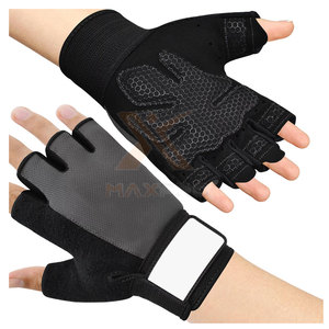 Gants de fitness en cuir robustes avec logo personnalisé, respirants, antidérapants, sangle de poignet réglable, unisexe - Product Image 1