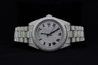 Montre entièrement sertie de diamants, style hip-hop, en argent sterling 925 massif, pour la mode masculine