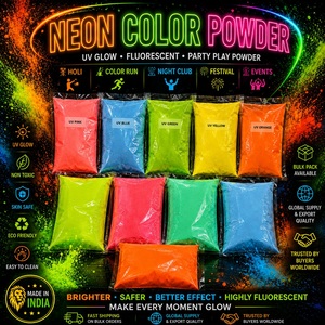 Poudre phosphorescente néon, pigment lumineux pour cadeaux de fête, 5 couleurs, sac en plastique rectangulaire, utilisation universelle pour adultes, poudre néon - Product Image 1
