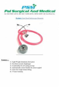 Stéthoscope manuel à double tête en alliage poli Momento par Pal Surgical and Medical - Product Image 3