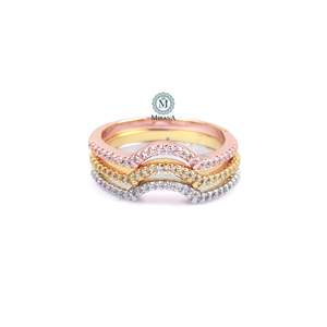 Harlyn Stacking CZ Designer Ring-24K Gold Plated Adjustable Flower Charm Ring - Product Image 3