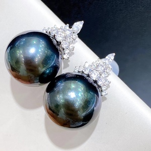 Boucles d'oreilles en argent pur S925 avec perle d'eau douce ronde Aurora de 11-12 mm, bijoux élégants en perle d'eau douce pour femmes - Product Image 3