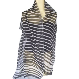 Stripe Transparent Silk Scarf for Women Lightweight Breathable Elegant Sheer Silk <b>Wrap</b> Soft Stylish Fashion Neck Scarf - Product Image 1