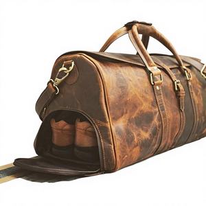 Bolsa de Viaje Vintage de Cuero Genuino con Cierre de Cremallera, Gran Capacidad, Unisex, Material Resistente y Duradero - Product Image 1