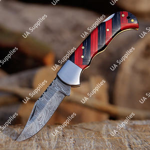 Couteau pliant artisanal professionnel de haute qualité en acier Damas 1095/15N20, motif torsadé, manche en bois, couteau de poche EDC, OEM - Product Image 1