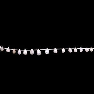 6x4mm-7x5mm 4 pouces larme forme Premium naturel blanc sillimanite perles à facettes brin de pierres précieuses pour la fabrication d'articles de bijoux - Product Image 3