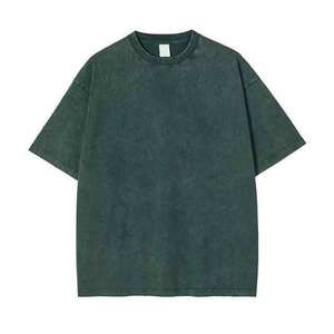 Men Acid Wash T-Shirt Vintage Washed Cotton Crew Neck Short Sleeve Loose Fit Streetwear Casual Everyday Comfort Top - Product Image 3