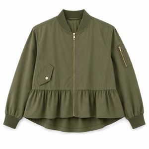 Women's Lightweight Stand Collar <b>Zip</b>-<b>Up</b> Bomber <b>Jacket</b> with Polyester Shell Knitted Fabric Full Sleeves-Casual Travel Outerwear - Product Image 5